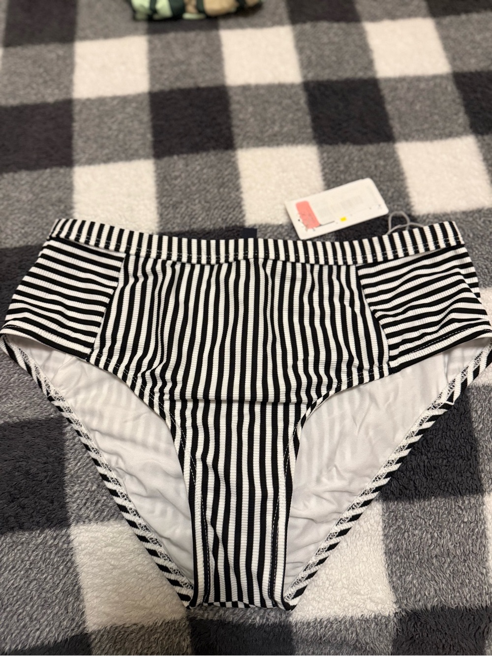 Splendid Black & White Striped High-Waist Bikini Bottom